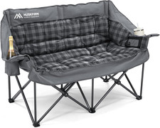 Padded Double Camping Chair, Heavy Duty Camping Loveseat, Grey