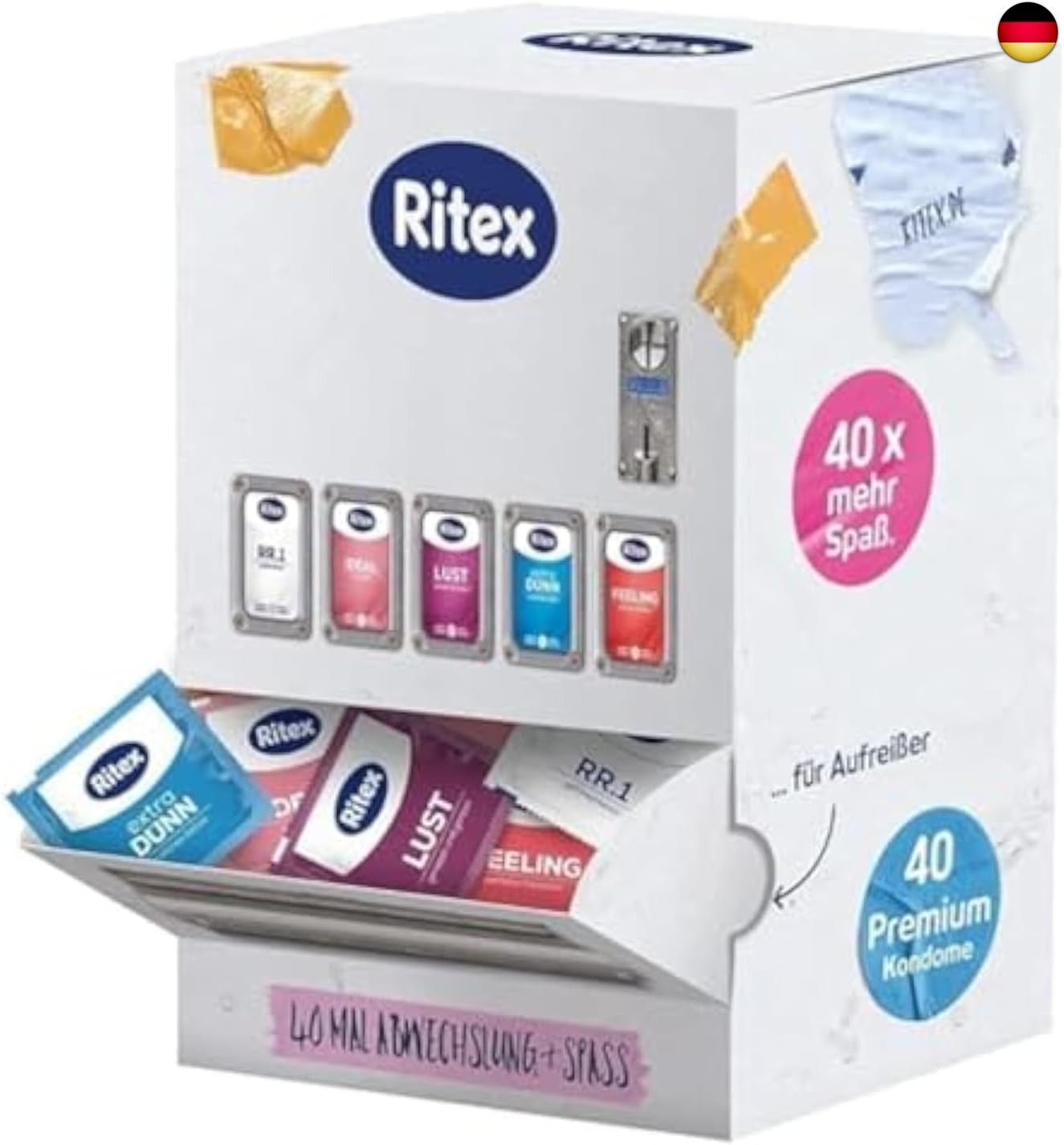 Ritex Kondomautomat ? Kondome Probierpaket 40 Stück, Kondom Spender mit 5