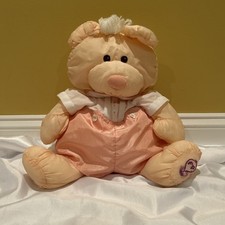 Fisher Price Vintage 1986 PUFFALUMP Orange Peach Bear Cub 8006 W/ Outfit 17"