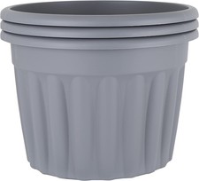 3 x 69L Large Grey Garden Planter Pot Outdoor Flower Tub Patio Plant Container