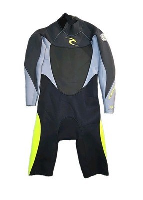 Rip Curl Dawn Patrol Spring Wetsuit XL Back Zip Gray Yellow Surf W/ Stains