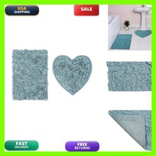 Home Weavers Bell Flower Collection 100 Cotton Bath Rugs, 2 Piece Set, Blue