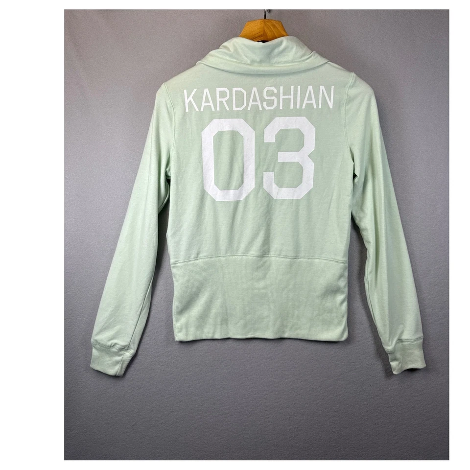 NUEVO CON ETIQUETAS Kardashian Colección Sears Signature Cremallera Sudadera con Capucha Chaqueta para Mujer Talla M Verde Foto 3 de 4