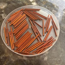 Long Tube Beads Silver Lined Brown 30mm Glass vintage