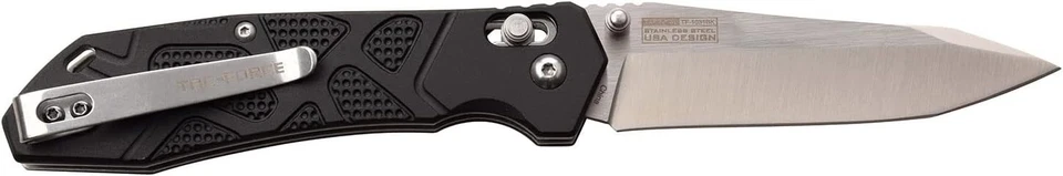 Carpeta de Bolsillo Tac-Force 3.25" Tanto Hoja Negro Mango de Aluminio TF-1031BK, Botón Foto 4 de 4