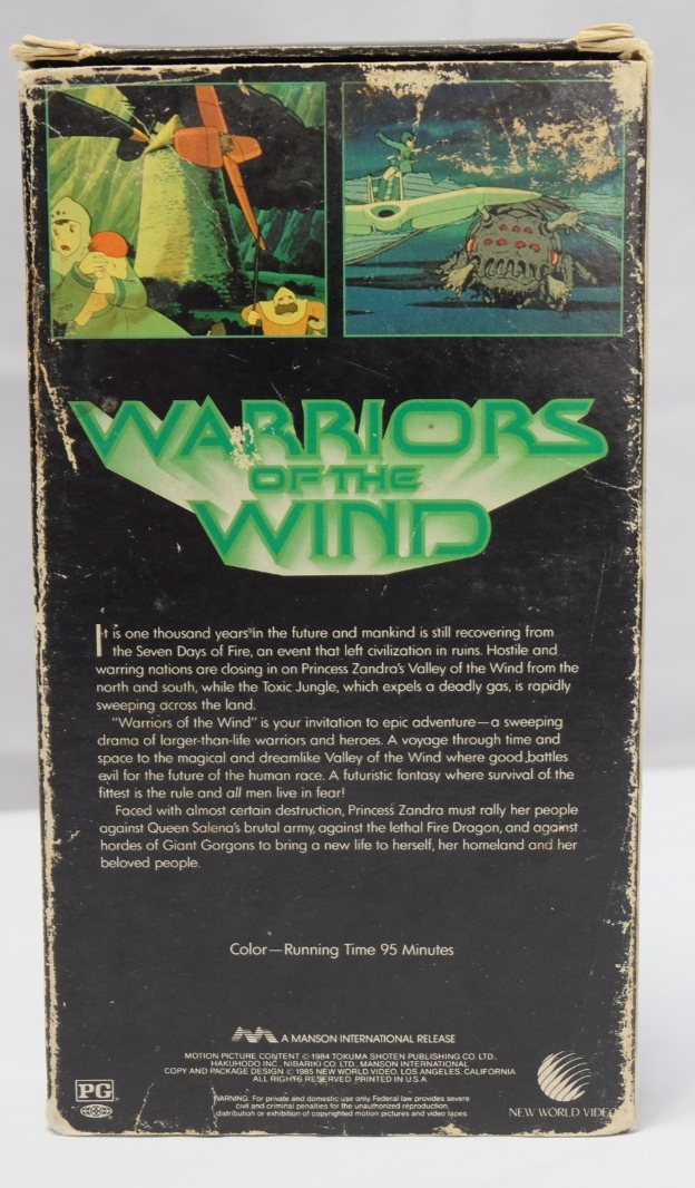 WARRIORS OF THE WIND - VHS 1985 Anime Miyazaki Nausicaa - New