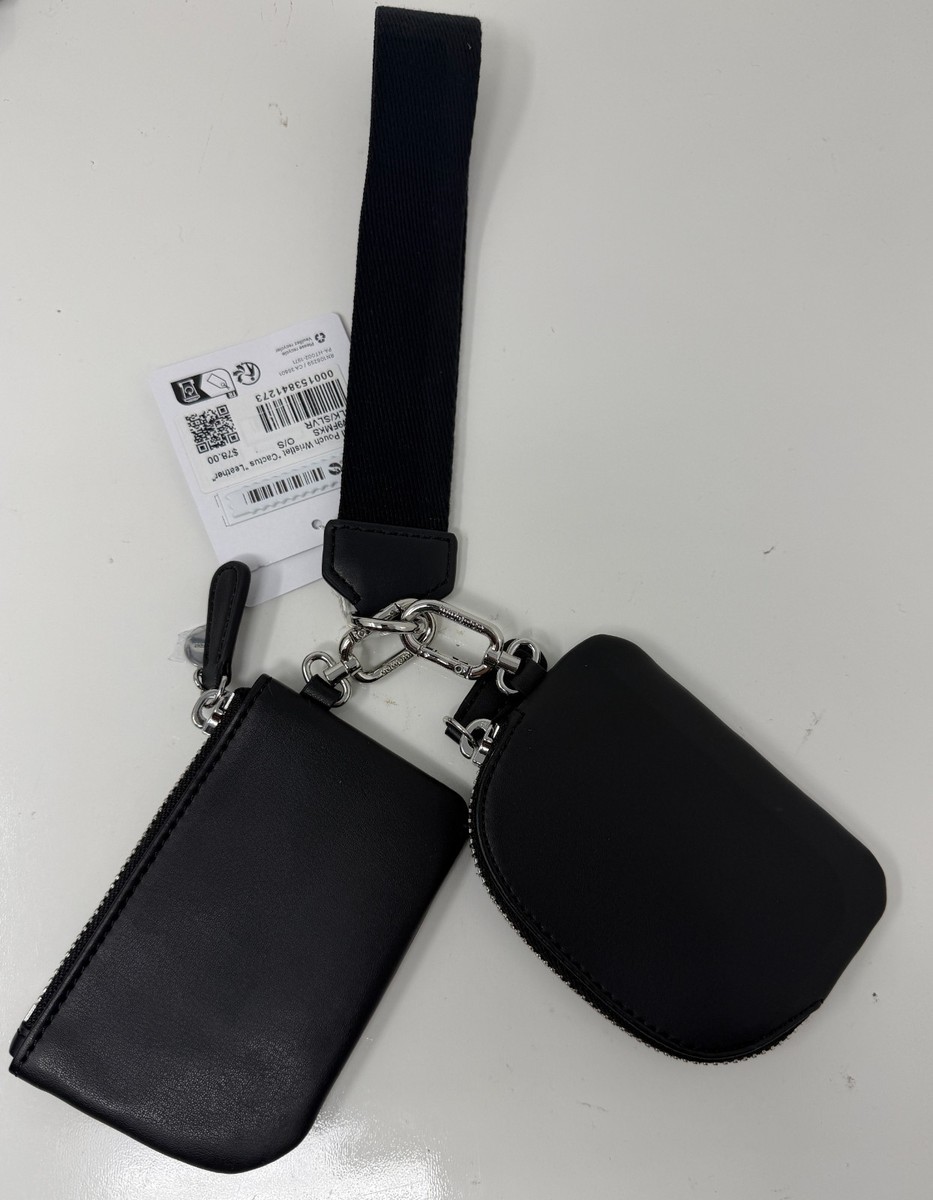 Lululemon Dual Pouch Wristlet Black Silver Cactus Leather | eBay