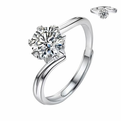 Klassischer Rundschliff Verlobungsring für Damen Elegant Solitär Ehering 1603