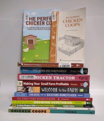 Lot of 13 Books on Homesteading Farming Chickens Gardening Chicken Coops 