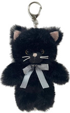 Animal Mascot Keychain Black Cat Plush Toy Gift Strap Bag Charm
