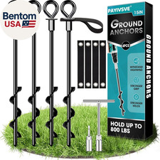 Ground Anchors Screw in 4Pcs, Trampoline Stakes Anchors with Straps Resistant Hi