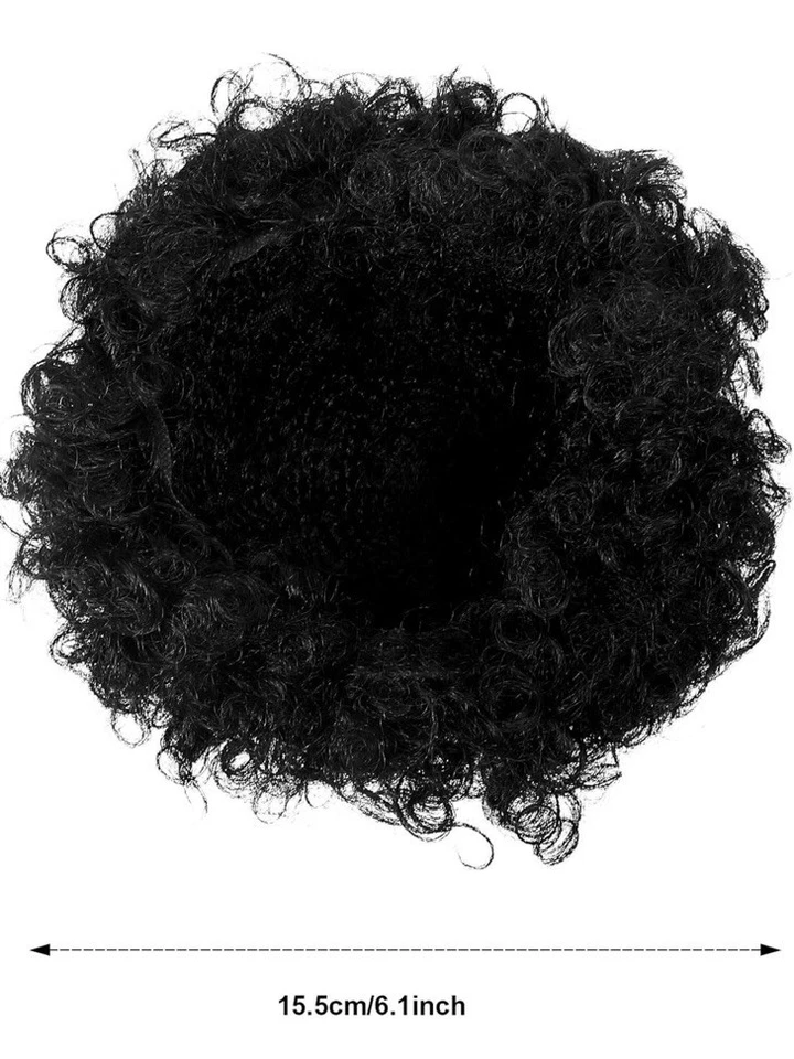 Black Afro Costume Wig Modern 80s Curly Hippie - Image 3 of 3