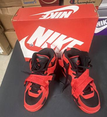 Nike Air Raid High Top Red Black Lace Up Hook & Loop Men's Athletic Sneakers
