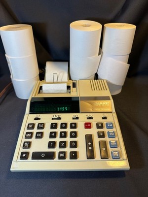 Vintage Sharp Compet OS-2169 Electronic Calculator w/9 Rolls of Paper - Works
