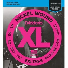 D'Addario EXL170-5 Nickel Wound 5-String Bass, Light, 45-130, Long Scale