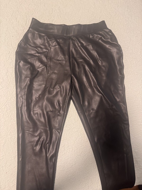 Black Ashley Stewart Faux Leather Pants - Size 12 Excellent Condition