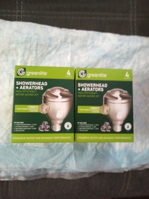 2 NEW Greenlite Water Saving Low-Flow  Silver Tone Shower Head...FREE SHIPPING