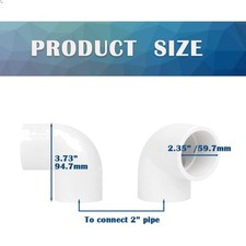 2PCS 2 Inch White PVC 90 Degree Elbow Adapter Pipe Fittings 2 Way Right Angle...