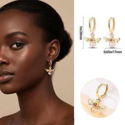 PANDACH Sterling Silver Queen Bee Dangle Earrings for Women Mother's Day Gifts