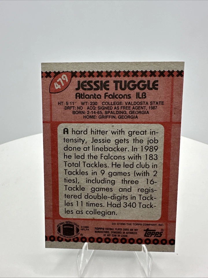 Jessie Tuggle RC Atlanta Falcons 1990 Topps #479 - Image 2 of 2