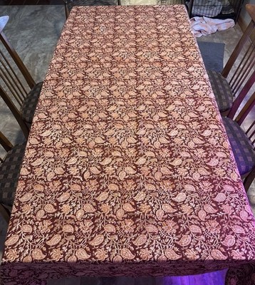 Crate and Barrel Tablecloth Kalamkari Raisin 60x90  Paisley Cotton