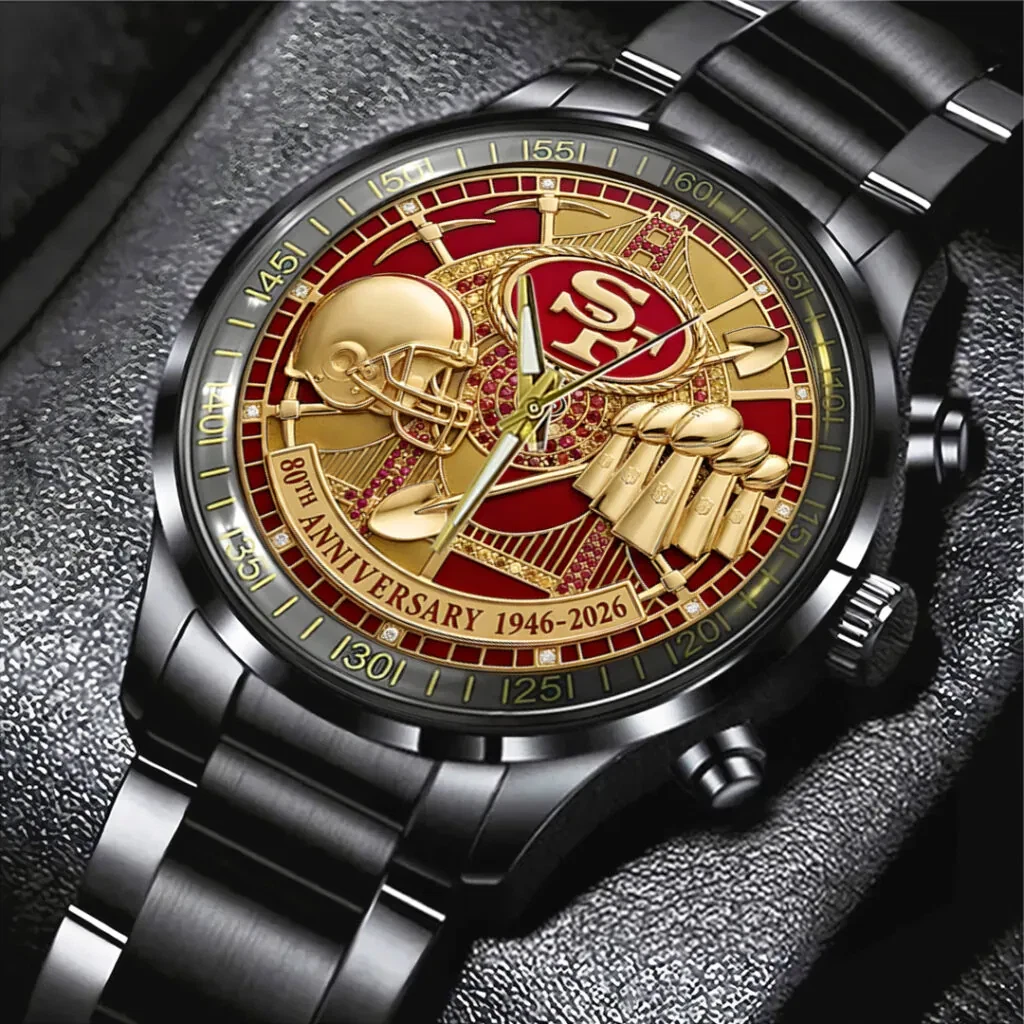 49ers 80th Anniversary Black Stainless Steel Watch