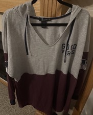 Miss Chevous Size 3X Womens Gray And Burgundy Hoodie