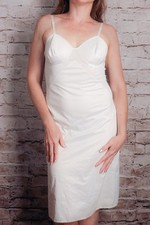 Vanity Fair Vintage 60s Retro Glam Satin Soft Full Slip Gown 34 Long White Pinup