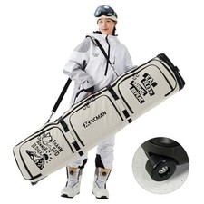 Roller Snowboard Bag With Wheels 63-75Inch Adjustable Length Padded Light Gray