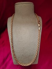 ROPE CHAIN HEAVY 14K ROSE GOLD PLATED ON SOLID SILVER 22" 5MM ITALY 46G RRP £320