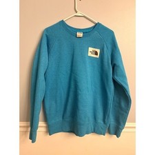 The North Face Heritage Patch Crew Sweatshirt Womens Teal Blue Crewneck Logo M
