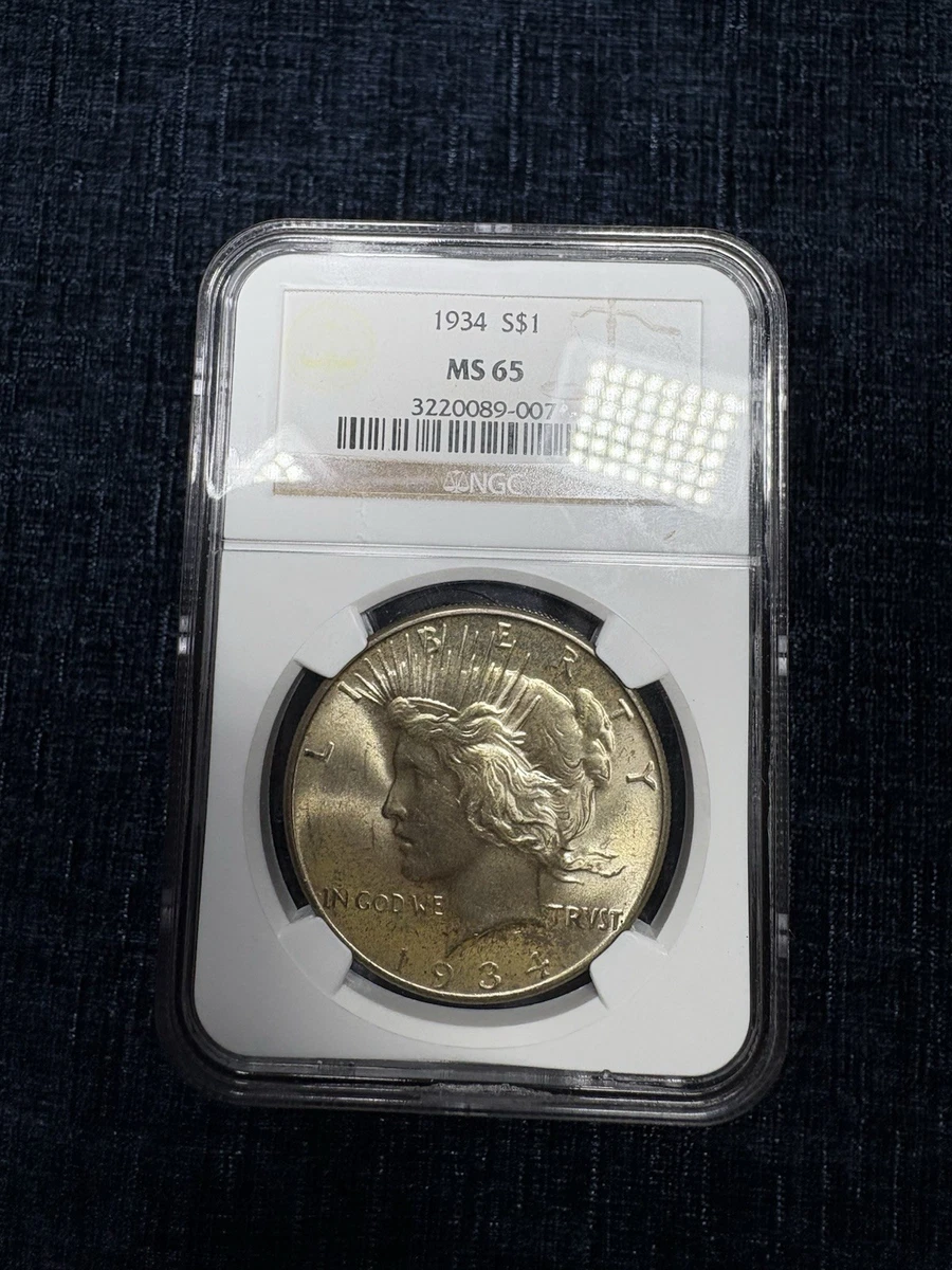 Silver MS 65 Graded 1934 Year Peace Dollars (1921-1935) for sale