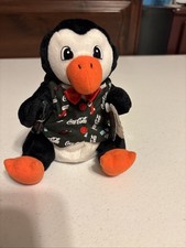 Coca Cola Penguin in Holiday Vest Coke Soda Pop 1998 Bean Bag Plush