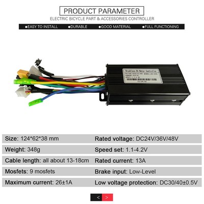 JN 36V/48V E-Bike Sinus 26A 500/750W, SM-Three-Mode Brushless Controller