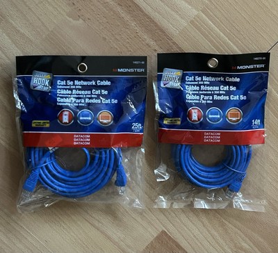 Monster Brand Cat 5e Networking Cable - 25ft - New Sealed Plus Bonus 14ft Cable