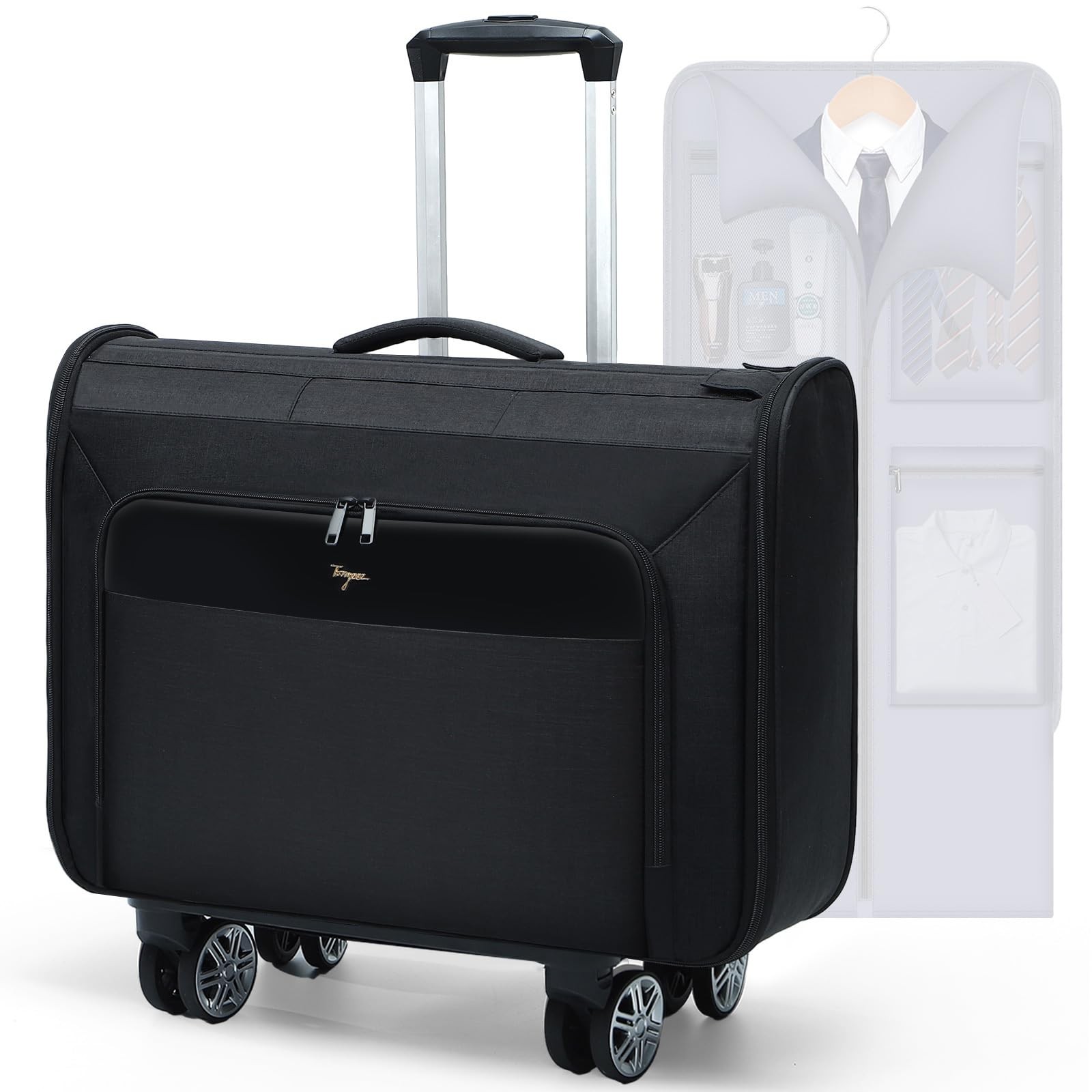 Large Softside Rolling Garment Bag with Wheels, 3-in-1 Duffle Suit Luggage