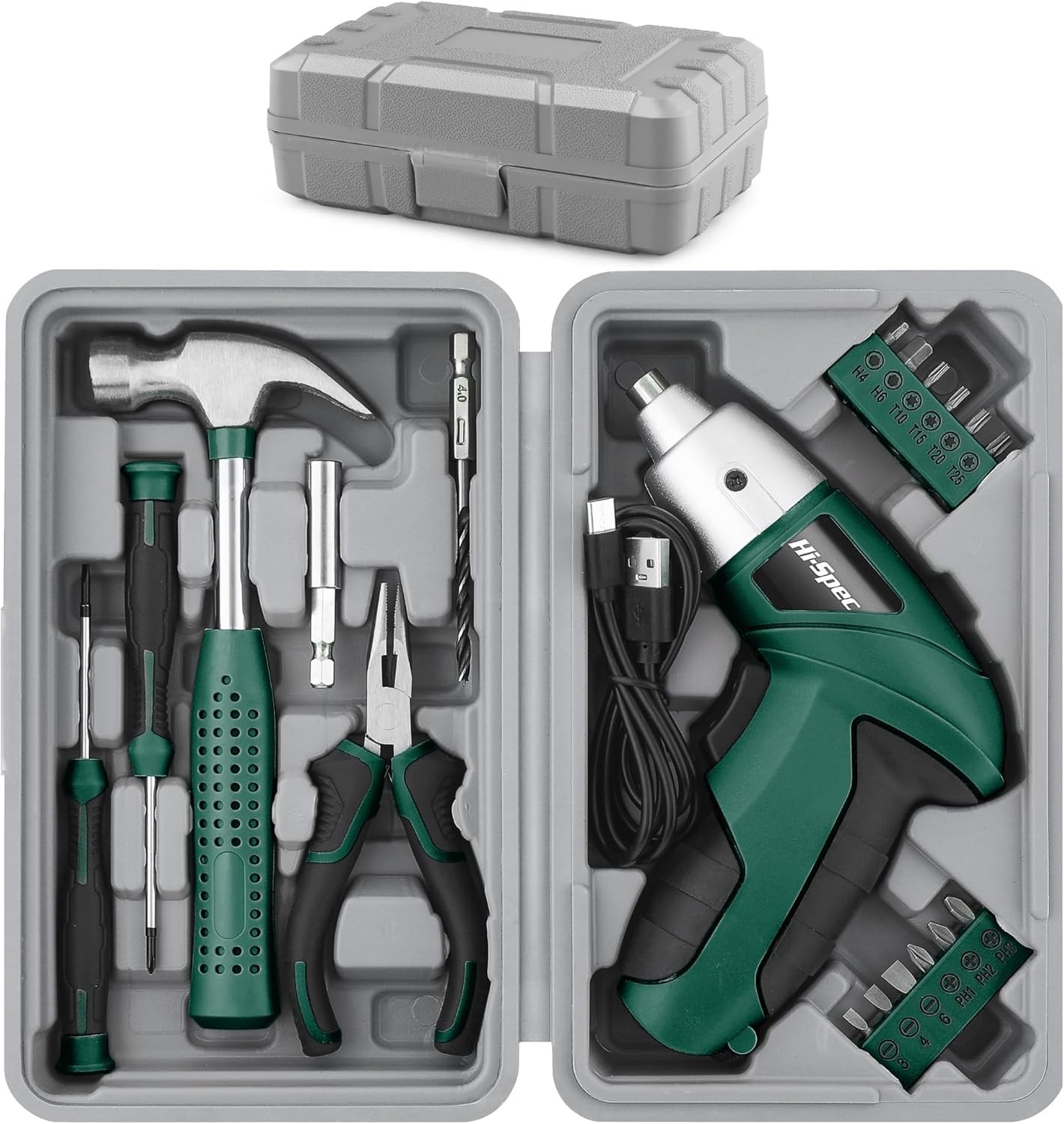 3.6V Cordless Electric Screwdriver USB Rechargeable 19pc Home DIY Tool Kit