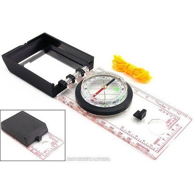 Four In 1 Map Compass w/Lanyard Camping Hiking Outdoor Hunting Survival Tool