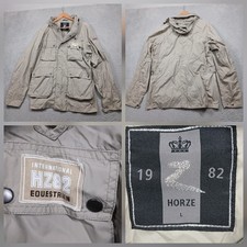 Horze HZ82 Equestrian Field Jacket Men's L Tan Multi Pocket Riding Coat