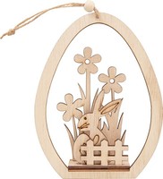Vbs Holzsteckmotiv Ei AnhäNger Hase Mit Ei 3.5X11X14.5 Cm Osterdeko Basteln