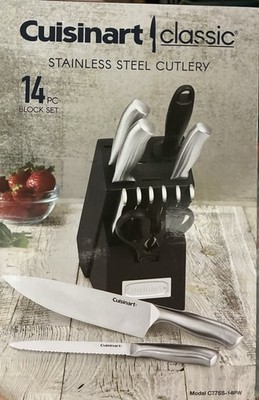 NEW Cuisinart Classic C77SS-15PK 15-Piece Stainless Steel Knife Block Set
