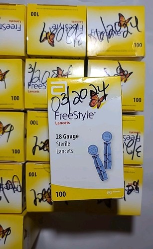 Freestyle calibro 28 sterile 1400 lancette 14 scatole zucchero nel sangue diabete diabetico - Foto 3 di 3