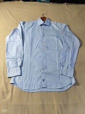 David Donahue Men's Dress Shirtblue Dobby Weave, Sz 15.5 34-35 Regular Fit