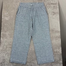 Eileen Fisher Striped Wide Leg Crop Pants Hemp Cotton Blend Womens Size Medium