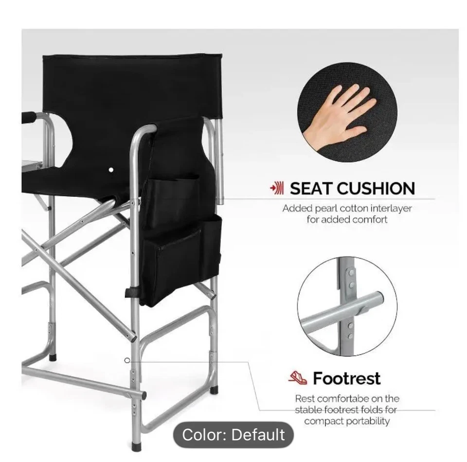Профессиональный высокий макияж художник директор стул складной алюминий или дерево 300 фунтов - Изображение 2 из 4