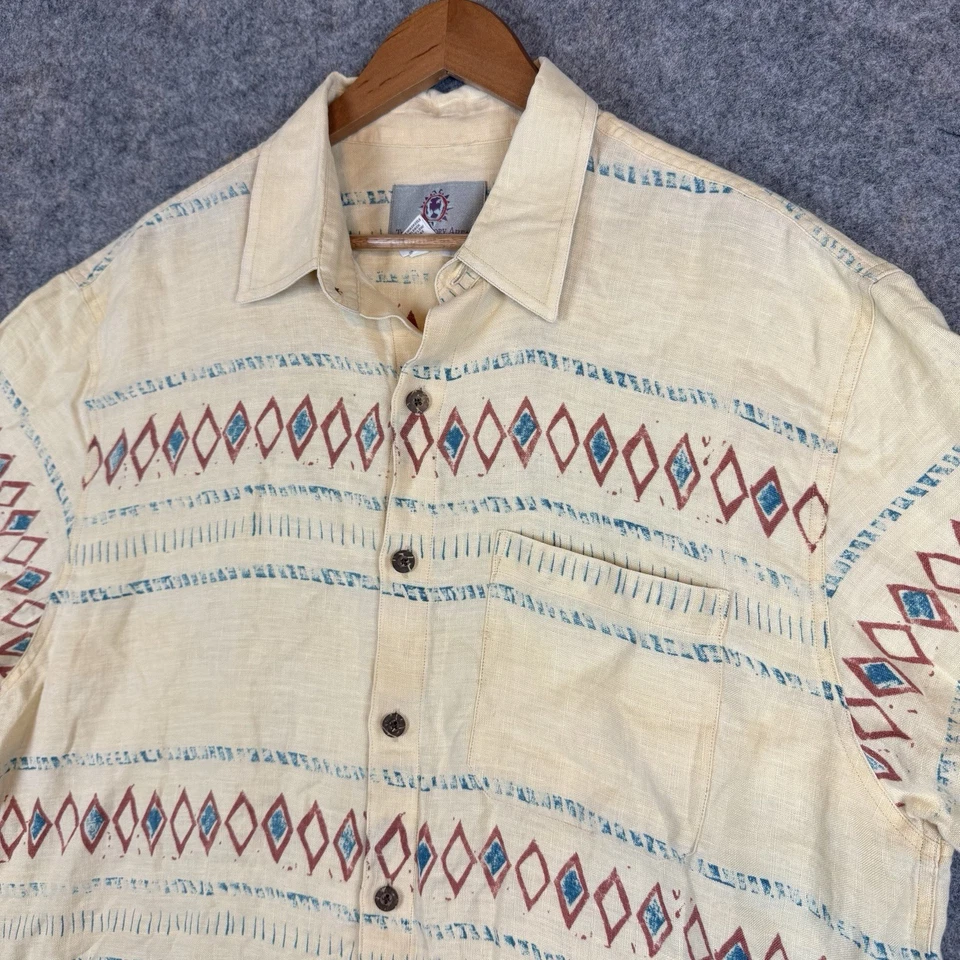 The Territory Ahead Shirt Mens XL Aztec Southwestern Linen Camp Button Up - Image 4 of 4