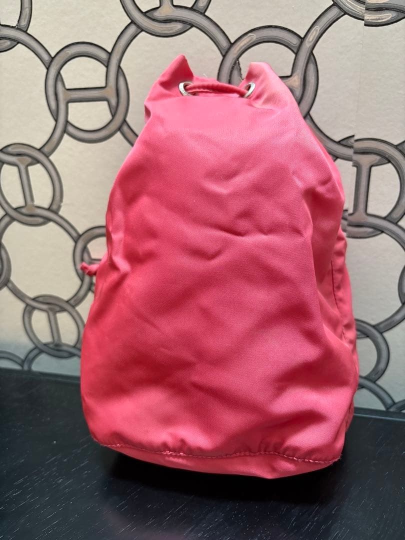 PRADA Nylon Drawstring Pouch Pink Logo Authentic … - image 2
