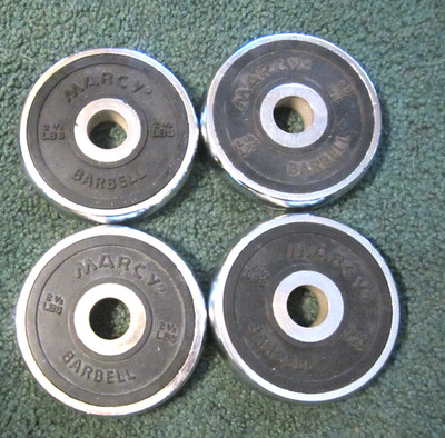 4 lot,2.5 lb ,Marcy Barbell Weight Plates,Plate,4 X 2 1/2,  1'' Hole  Vtg lot