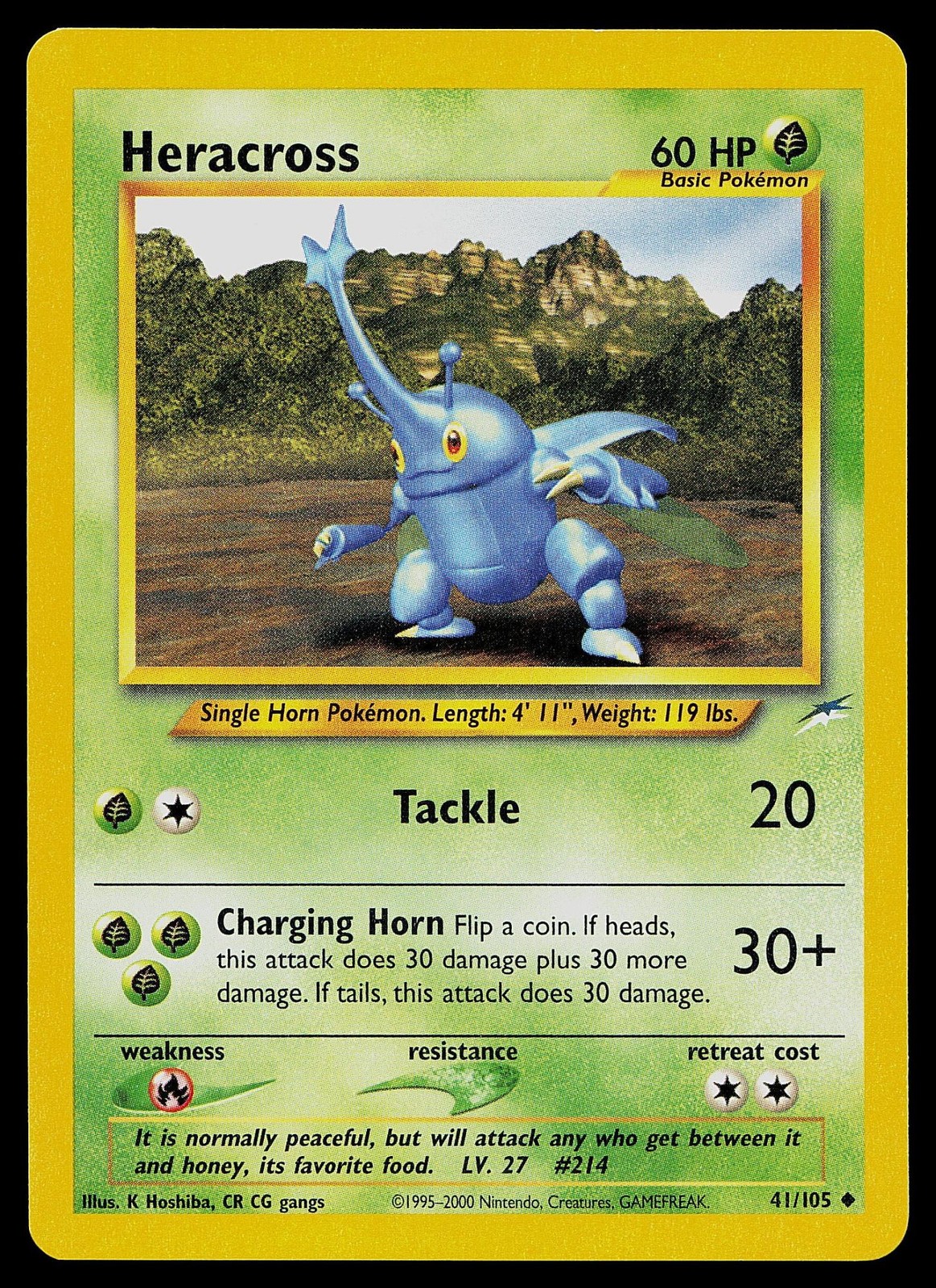 Pokemon Card - Heracross Neo Destiny 41/105 Unlimited Uncommon