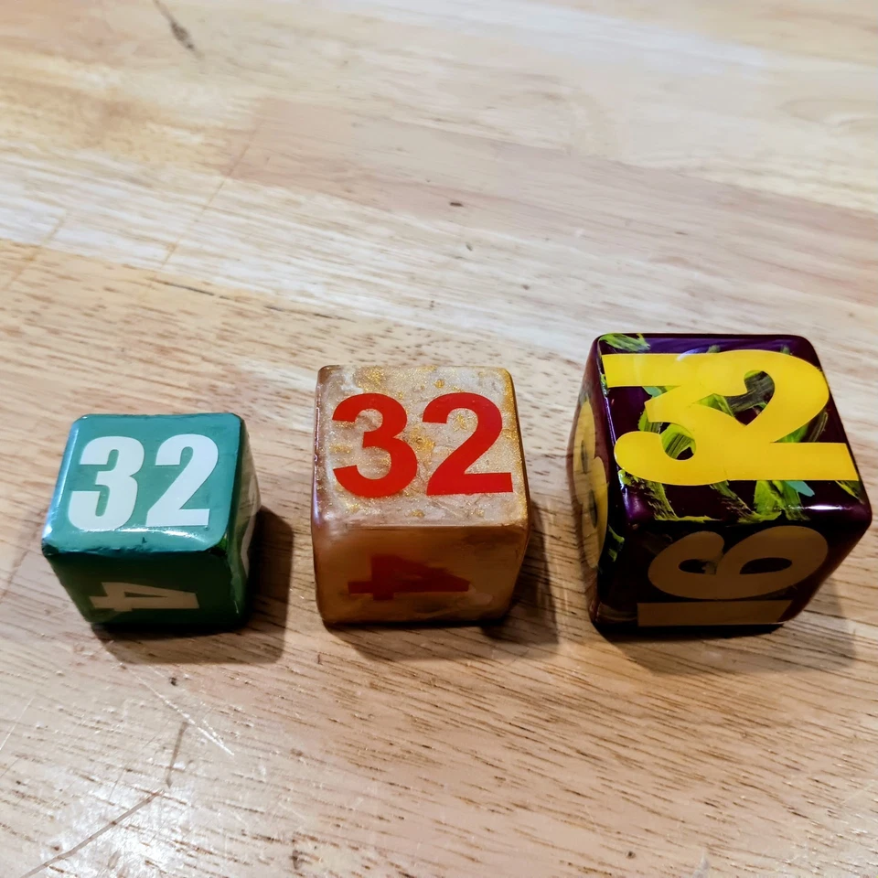 Lote de 3 cubos dobles artísticos grandes de acrílico de backgammon - ¡verde, tostado, púrpura! Foto 2 de 4